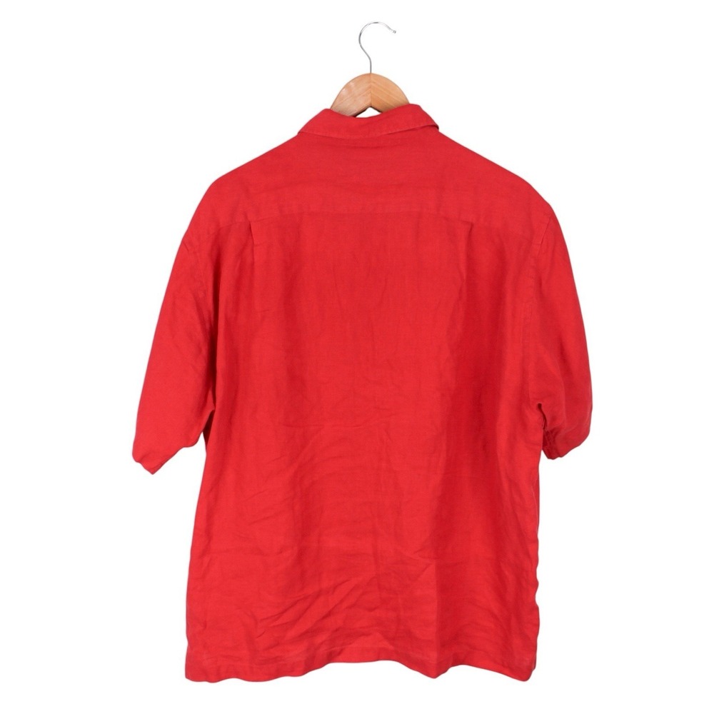 Brooks Brothers Irish Linen Button Front Shirt Red Short Sleeve Men's Large - Picture 4 of 4